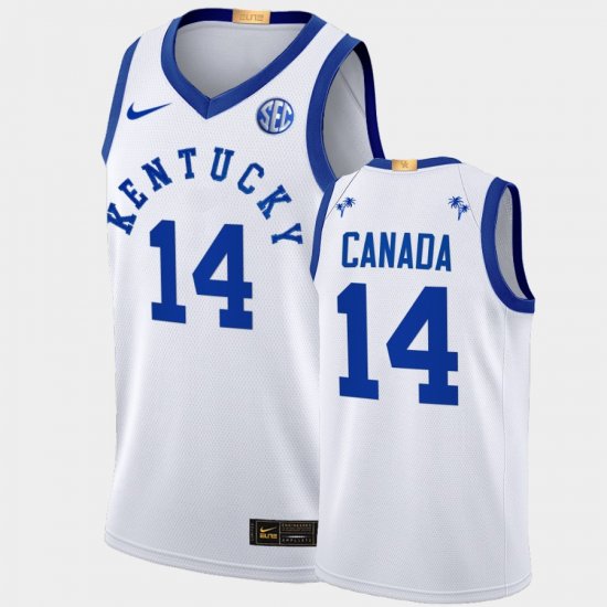 #14 Brennan Canada College Basketball University of Kentucky 2022 Big Blue Bahamas Basketball Mens White Jersey 671709-281