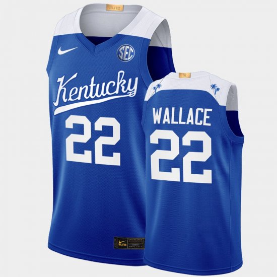 #22 Cason Wallace College Basketball Kentucky Wildcats Elite Men Blue Jersey 531215-374