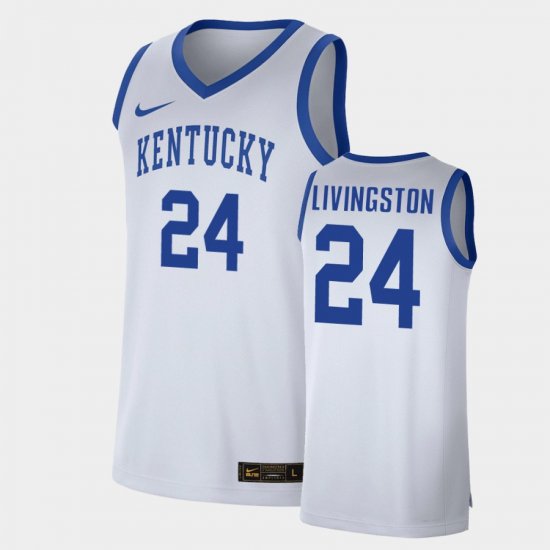 #24 Chris Livingston Replica University of Kentucky Men\'s White Jersey 965283-591