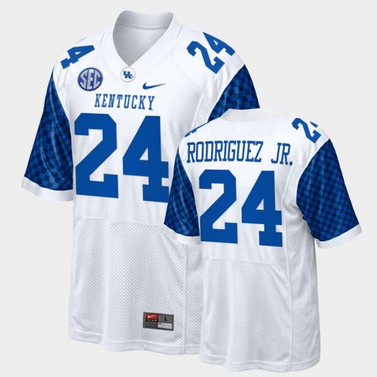 #24 Chris Rodriguez Jr. College Football Wildcats Replica Mens White Jersey 747108-962