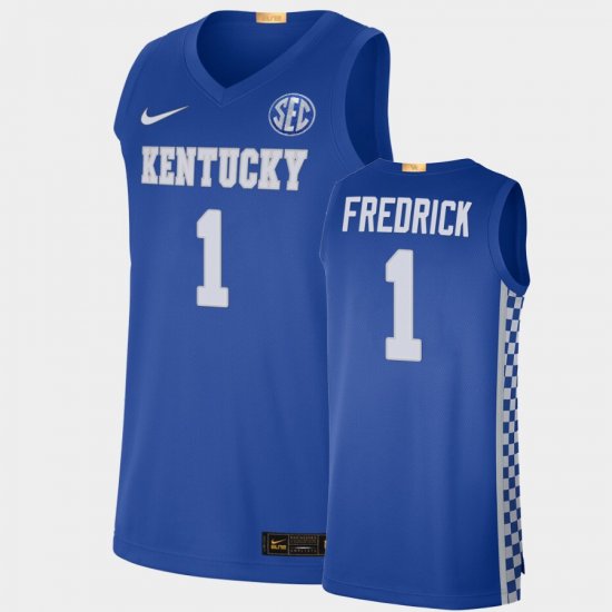 #1 CJ Fredrick College Basketball Kentucky Authentic Men Royal Jersey 509342-149