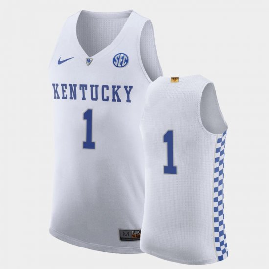 #1 College Basketball Kentucky Authentic Men White Jersey 731698-448