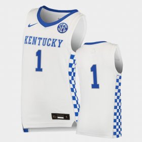 #1 College Basketball University of Kentucky Replica Men's White Jersey 176937-926