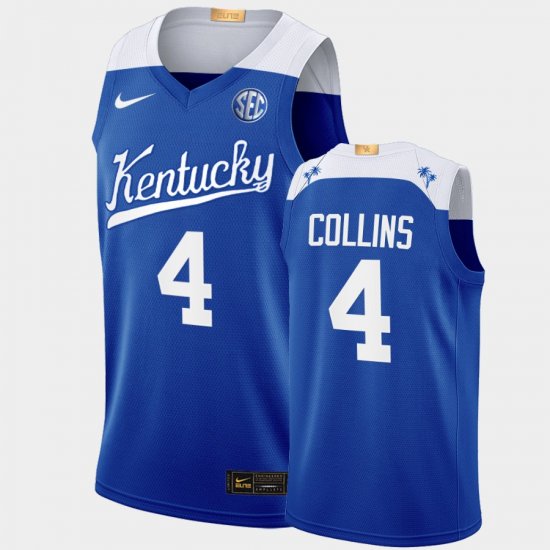 #4 Daimion Collins College Basketball UK Elite Men Blue Jersey 323205-555