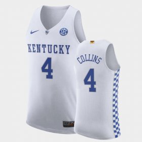 #4 Daimion Collins College Basketball UK Authentic Mens White Jersey 717289-966