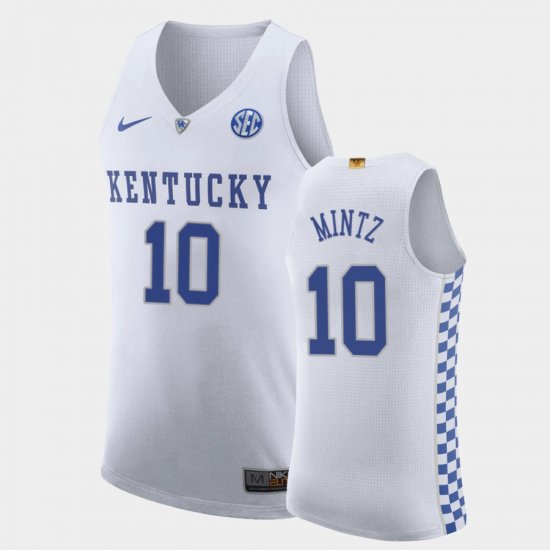 #10 Davion Mintz College Basketball University of Kentucky Authentic Mens White Jersey 209604-213