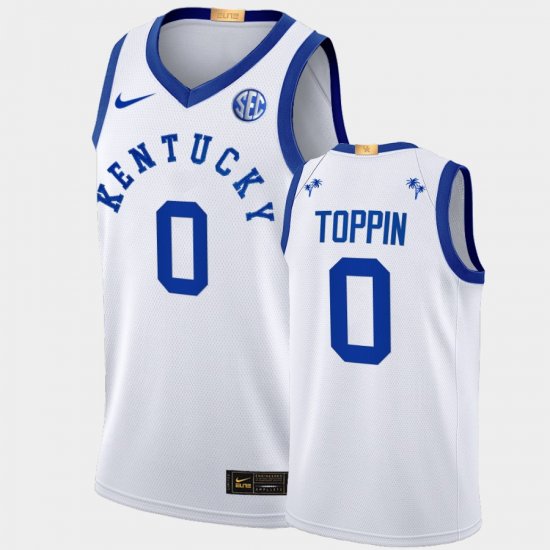 #0 Jacob Toppin College Basketball UK 2022 Big Blue Bahamas Basketball Men White Jersey 881943-726