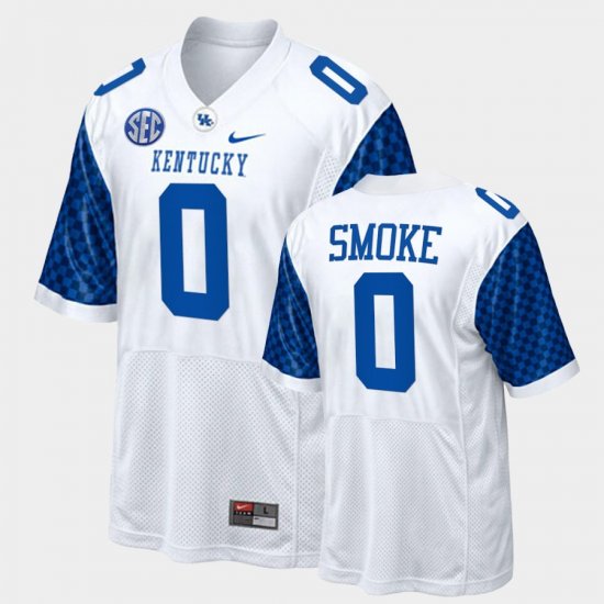 #0 Kavosiey Smoke College Football UK Replica Men\'s White Jersey 792314-989