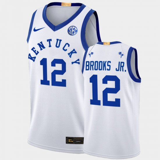 #12 Keion Brooks Jr. College Basketball Kentucky 2022 Big Blue Bahamas Basketball Men\'s White Jersey 515992-623