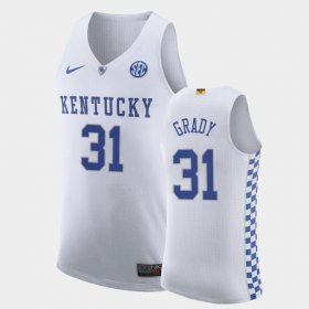 #31 Kellan Grady College Basketball Kentucky Wildcats Authentic Men White Jersey 590643-731