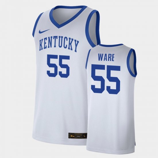 #55 Lance Ware Replica University of Kentucky Men\'s White Jersey 706996-859