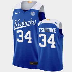 #34 Oscar Tshiebwe College Basketball UK Elite Men Blue Jersey 841840-565