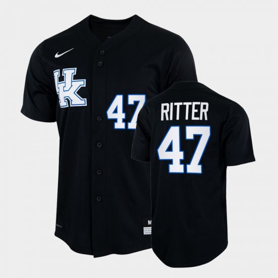 #47 Ryan Ritter College Baseball Kentucky Wildcats 2022 Mens Black Jersey 582894-590