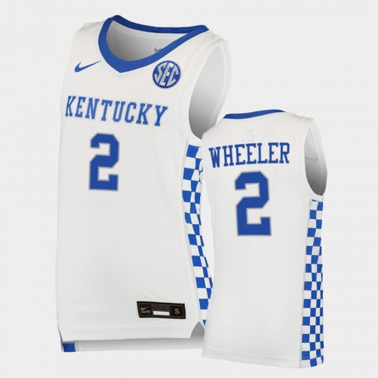 #2 Sahvir Wheeler College Basketball Kentucky Replica Mens White Jersey 427450-320