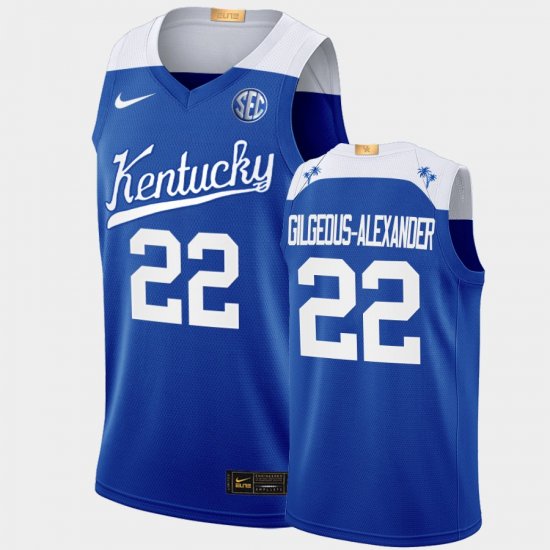 #22 Shai Gilgeous-Alexander College Basketball Kentucky Wildcats Alumni Men\'s Blue Jersey 626951-708