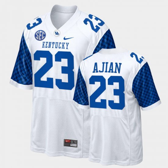 #23 Tyrell Ajian College Football Kentucky Wildcats Replica Men\'s White Jersey 728714-614