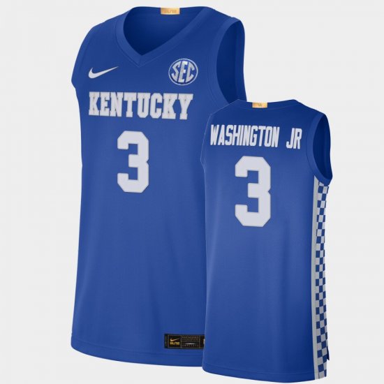 #3 TyTy Washington Jr. College Basketball Kentucky Wildcats Authentic Mens Royal Jersey 670382-157