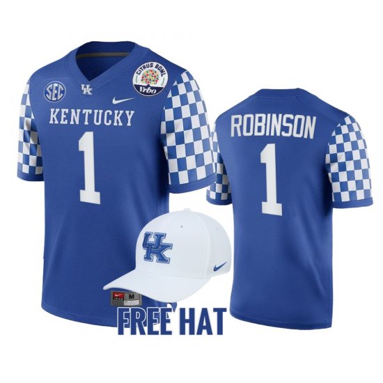 #1 Wan\'Dale Robinson College Football Kentucky 2021 Citrus Bowl CFP Men\'s Blue Jersey 450471-795