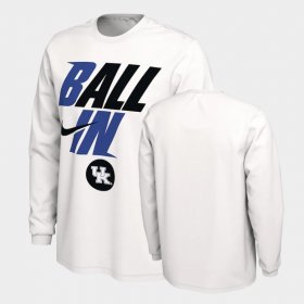 Ball In Bench Kentucky Long Sleeve Men's White T-Shirt 367782-780 Ball In Bench Kentucky Long Sleeve Men's White T-Shirt 367782-780