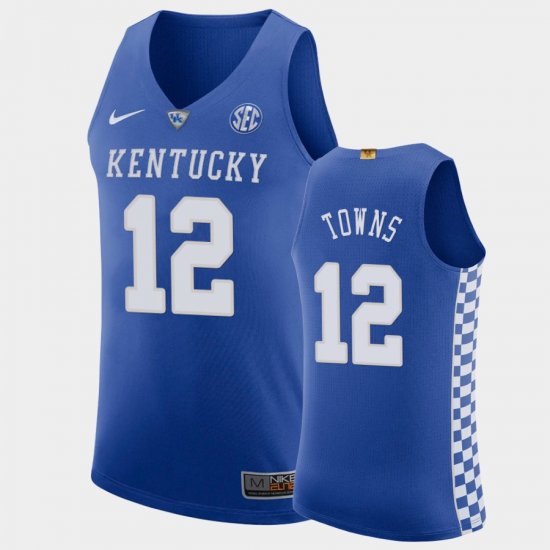 #12 Karl-Anthony Towns Authentic College Basketball University of Kentucky Men Royal Jersey 485794-710