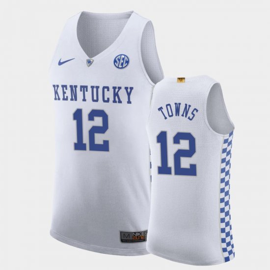 #12 Karl-Anthony Towns College Basketball Authentic University of Kentucky Mens White Jersey 589604-152