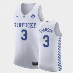 #3 Keldon Johnson College Basketball Kentucky Home Mens White Jersey 463215-995