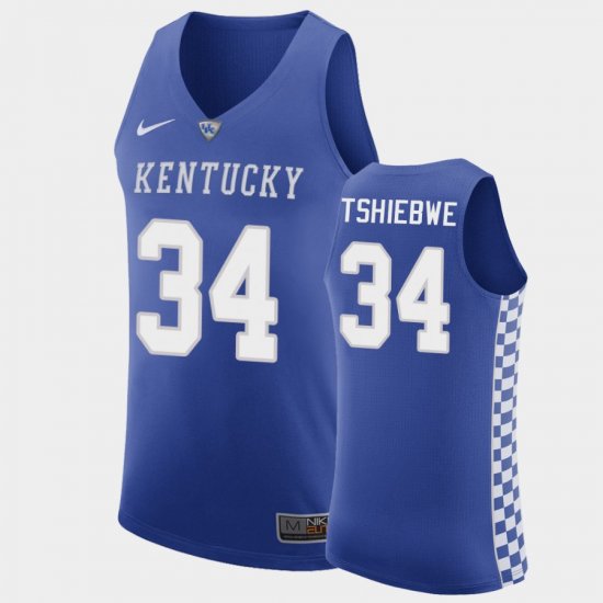 #34 Oscar Tshiebwe College Basketball Wildcats 2021 Transfer Away Men Royal Jersey 485015-846