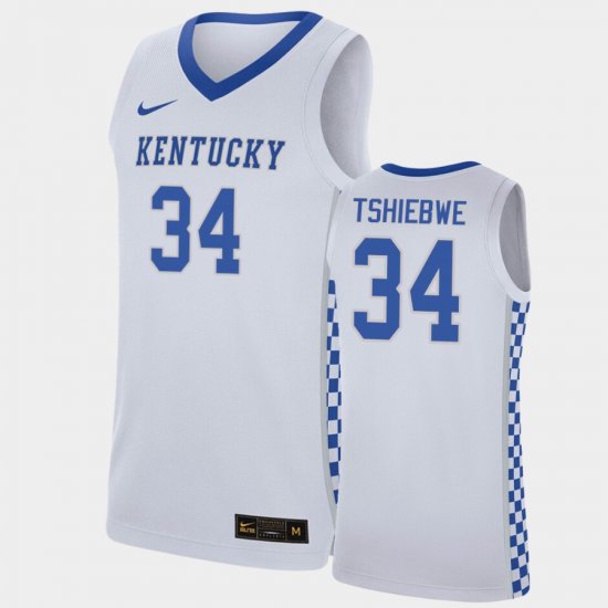 #34 Oscar Tshiebwe College Basketball Wildcats 2021 Transfer Home Men White Jersey 184017-943