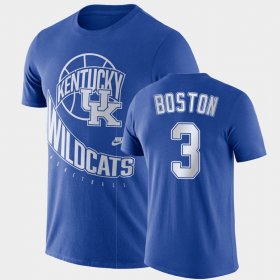 #3 Brandon Boston Jr. Retro Basketball Kentucky Mens Royal T-Shirt 254021-622