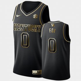 #0 De'Aaron Fox Golden Edition Kentucky Wildcats College Basketball Limited Mens Black Jersey 244206-786