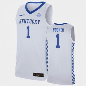 #1 Devin Booker College Basketball University of Kentucky Men's White Jersey 415827-603