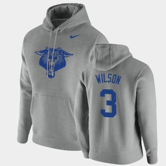 #3 Terry Wilson Vintage School Logo Kentucky Wildcats Pullover Mens Heathered Gray Hoodie 580064-755