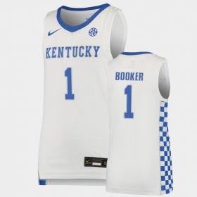 #1 Devin Booker Replica University of Kentucky Basketball Youth White Jersey 113917-296