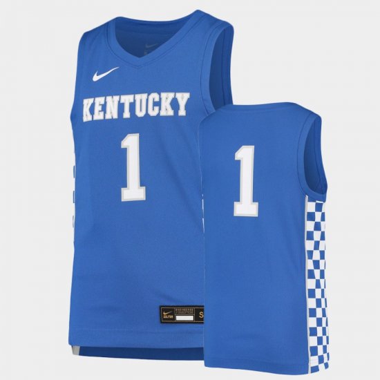 #1 Replica Kentucky Wildcats College Basketball Youth Royal Jersey 740679-968