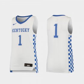 #1 Replica University of Kentucky Basketball Youth White Jersey 844344-704